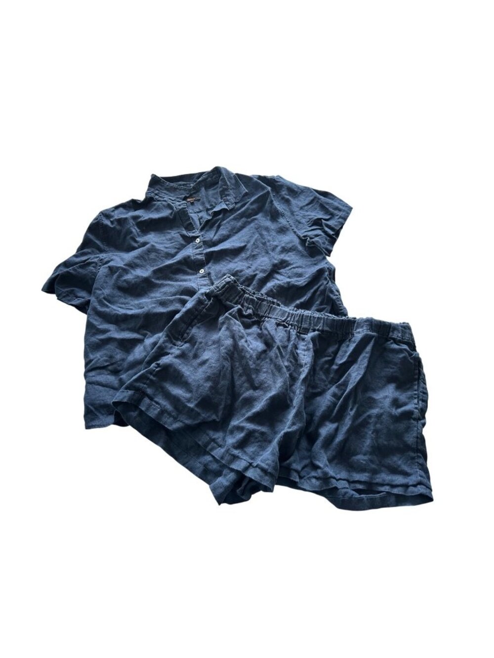 Quince Women's XL Navy 2 Piece Linen Set Outfit Nautical Coastal Sustainable